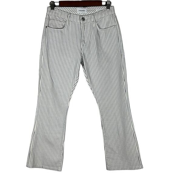 FRAME LE CROP MINI BOOT PINSTRIPE‎ JEANS IN COBALT MULTI NWT WOMEN'S SIZE 25 - Picture 2 of 16
